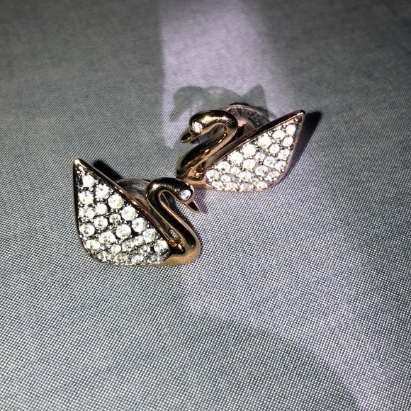 Swarovski Jewelry - Swarovski SWAN gold crystal pave pierced earrings
